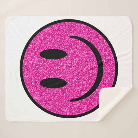Couverture Sherpa Visage de sourire rose Parties scintillant (Devant (Horizontal))