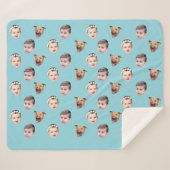Couverture Sherpa Visage personnalisé, cadeau familial unique 3 phot (Devant (Horizontal))