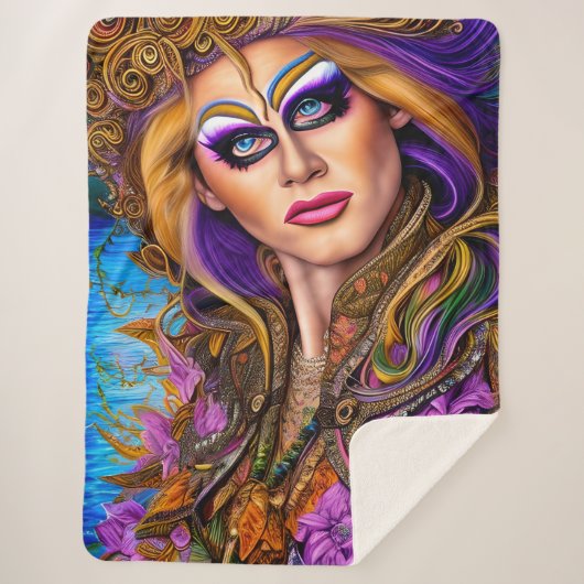 Couverture Sherpa Vivace Arc-en-ciel empilé Conception de Pop Art (Devant)