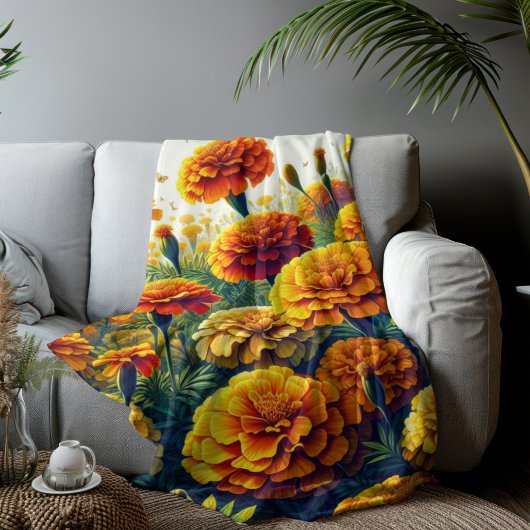 Couverture Sherpa Vivid Marigolds Floral