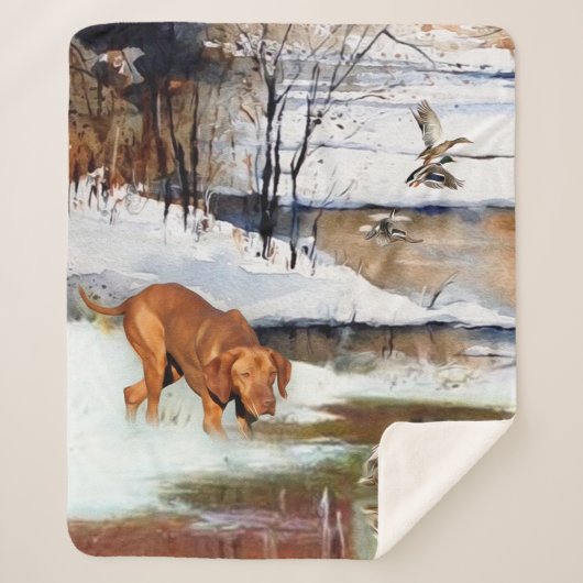 Couverture Sherpa Vizsla hongroise, canards de chasse en hiver (Devant)