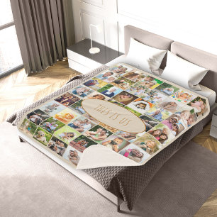 Couverture Sherpa Voici Us 40 Photo Collage Crème Vintage