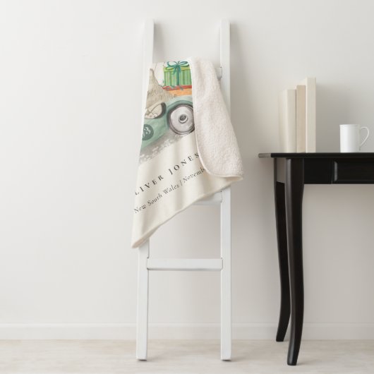 Couverture Sherpa Voiture cadeau de ballon vert en tourbe Cute Aqua (En situation)