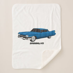 Couverture Sherpa Voiture classique bleu cool 1959