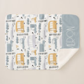 Couverture Sherpa Voitures mignonnes dans le Motif de la circulation (Devant (Horizontal))