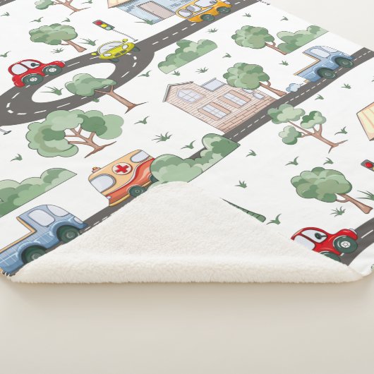 Couverture Sherpa Voitures mignonnes en Ville Motif pour petits garç (3/4)