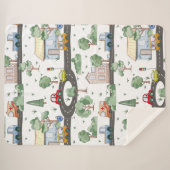 Couverture Sherpa Voitures mignonnes en Ville Motif pour petits garç (Devant (Horizontal))