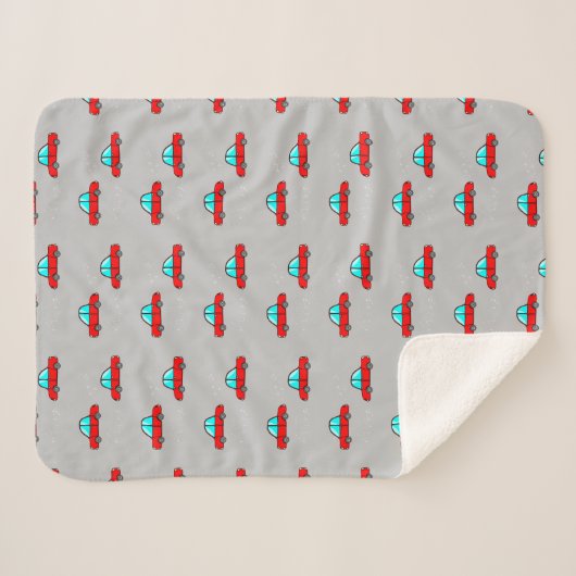 Couverture Sherpa Voitures rouges en gris (Devant (Horizontal))
