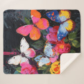 Couverture Sherpa Vol de Papillon Abstrait Vibrant (10) (Devant (Horizontal))