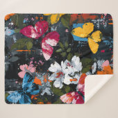 Couverture Sherpa Vol de papillon abstrait vibrant (2) (Devant (Horizontal))