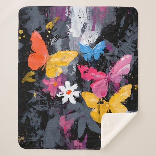 Couverture Sherpa Vol de Papillon Abstrait Vibrant (5) (Devant)