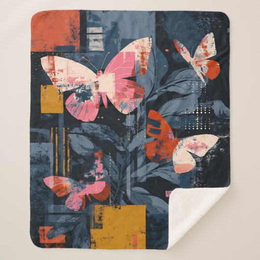 Couverture Sherpa Vol de Papillon Abstrait Vibrant (6) (Devant)
