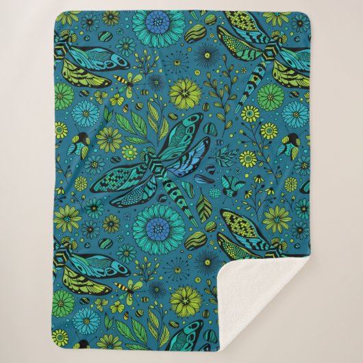 Couverture Sherpa Voler, pilonner la libellule en bleu (Devant)