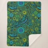 Couverture Sherpa Voler, voler la libellule sur le vert émeraude (Devant)