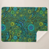 Couverture Sherpa Voler, voler la libellule sur le vert émeraude (Devant (Horizontal))
