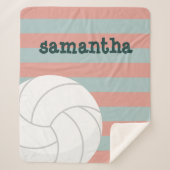 Couverture Sherpa Volley-ball géant rose foncé & Melon rayé (Devant)