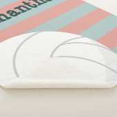 Couverture Sherpa Volley-ball géant rose foncé & Melon rayé (3/4)