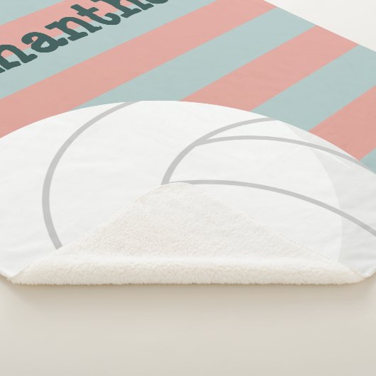 Couverture Sherpa Volley-ball géant rose foncé & Melon rayé (3/4)