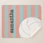 Couverture Sherpa Volley-ball géant rose foncé & Melon rayé (Devant (Horizontal))