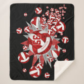 Couverture Sherpa volleyball blanc rouge étoiles filles nom personna (Devant)