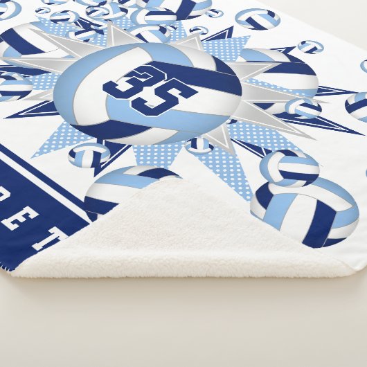 Couverture Sherpa volleyballs bleu clair étoiles filles nom (3/4)