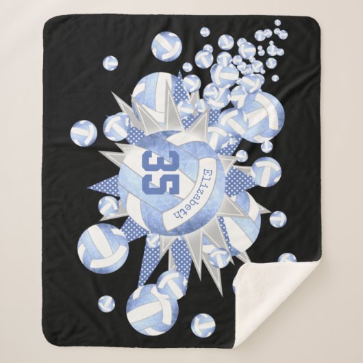 Couverture Sherpa volleyballs et étoiles bleu clair (Devant)