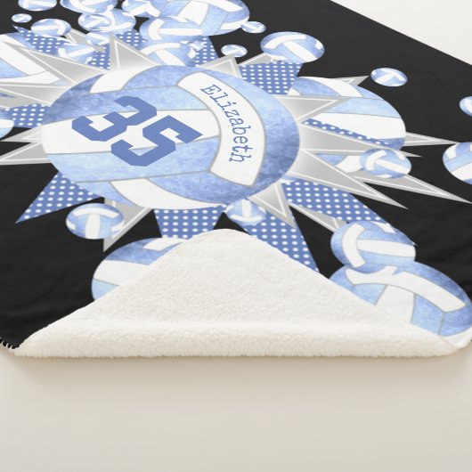 Couverture Sherpa volleyballs et étoiles bleu clair (3/4)