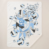 Couverture Sherpa volleyballs et étoiles noirs bleu clair (Devant)