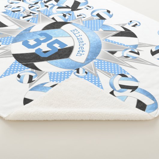 Couverture Sherpa volleyballs et étoiles noirs bleu clair (3/4)