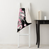 Couverture Sherpa volleyballs gris rose étoiles personnalisées (En situation)