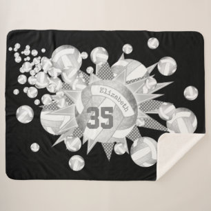 Couverture Sherpa volleybals et étoiles d'argent gris