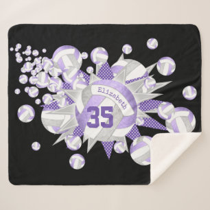 Couverture Sherpa volleybals et étoiles gris lilas