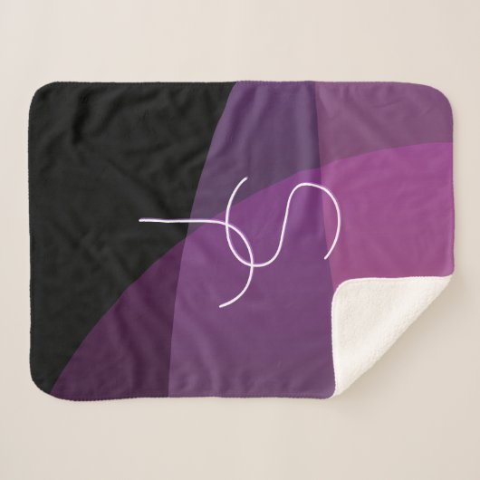 Couverture Sherpa Vos initiales de chevauchement | Moderne violet et (Devant (Horizontal))