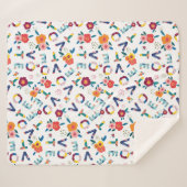 Couverture Sherpa Votez le modèle floral moderne en rose vert bleu (Devant (Horizontal))