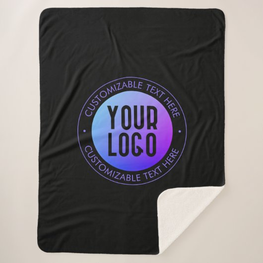 Couverture Sherpa Votre logo & moderne bleu & violet Ombre dégradant (Devant)