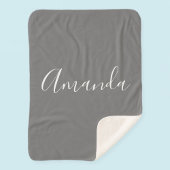 Couverture Sherpa Votre nom | Élégant script blanc sur gris
