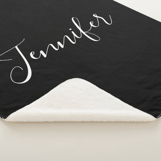 Couverture Sherpa Votre nom | Élégant script blanc sur noir (3/4)