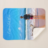 Couverture Sherpa Votre photo Sherpa Blanche avec nom de texte perso (Devant (Horizontal))