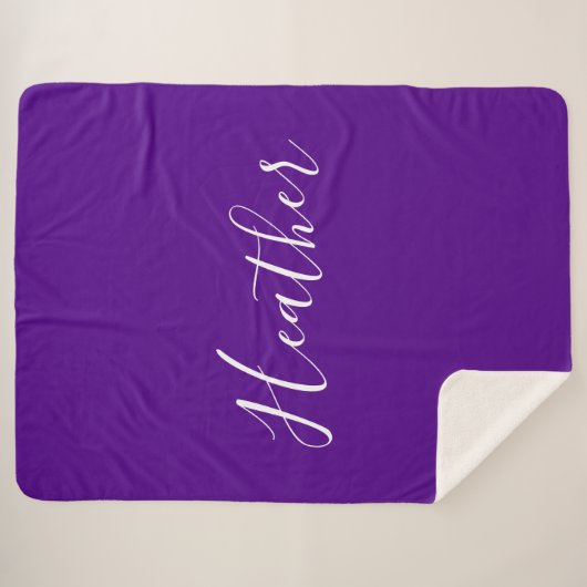 Couverture Sherpa Votre script blanc personnalisé sur violet (Devant (Horizontal))
