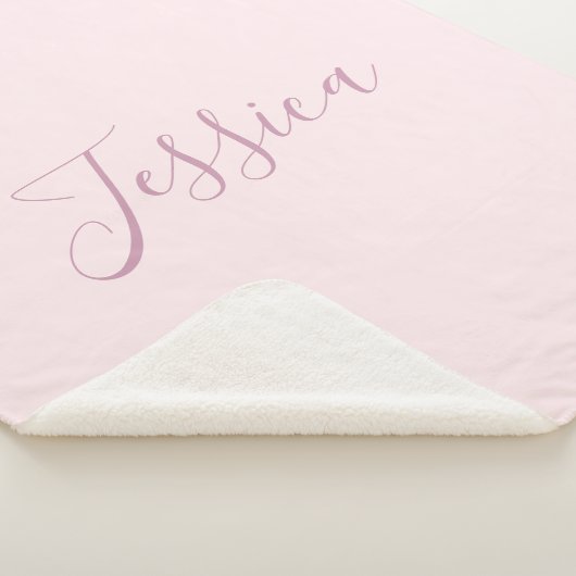 Couverture Sherpa Votre texte | Élégant Script & Soft Blush Rose (3/4)