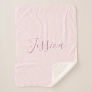 Couverture Sherpa Votre texte   Élégant Script & Soft Blush Rose