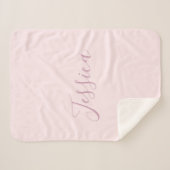Couverture Sherpa Votre texte | Élégant Script & Soft Blush Rose (Devant (Horizontal))