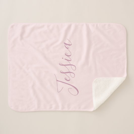 Couverture Sherpa Votre texte | Élégant Script & Soft Blush Rose (Devant (Horizontal))