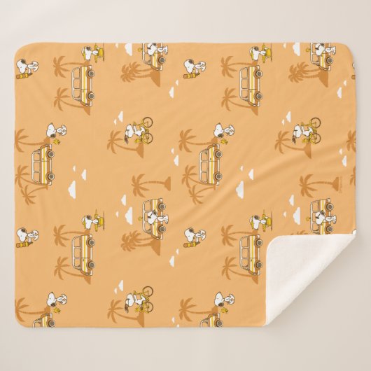 Couverture Sherpa Voyage sur route | Peanuts Snoopy Beach Motif (Devant (Horizontal))