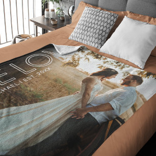 Couverture Sherpa Vrai Love Couple Photo Blanket en polaire