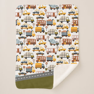 Couverture Sherpa Vroom ! Vroom ! Voiture et transport Motif Garçon