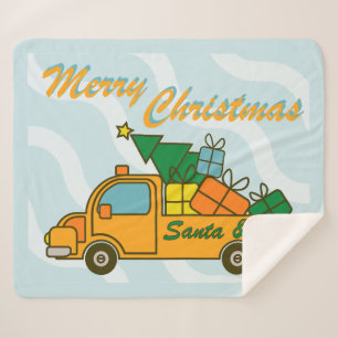 Couverture Sherpa Vue latérale du camion père Noël Joyeux Noël