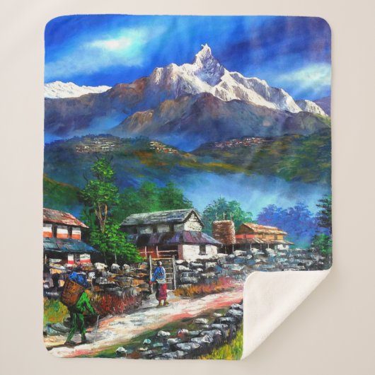 Couverture Sherpa Vue Panoramique De L'Everest Mountain Nepal (Devant)
