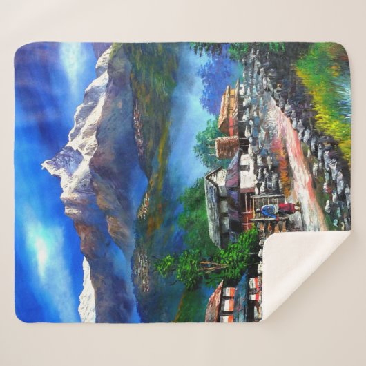 Couverture Sherpa Vue Panoramique De L'Everest Mountain Nepal (Devant (Horizontal))