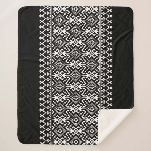 Couverture Sherpa Vyshyvanka ukrainienne : Fusion d'ornement ethniqu (Devant)